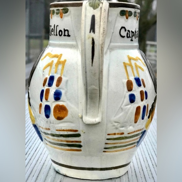 Vintage c. 1805 Admiral Nelson Captain Berry Prattware Pitcher Mug England - Picture 8 of 10